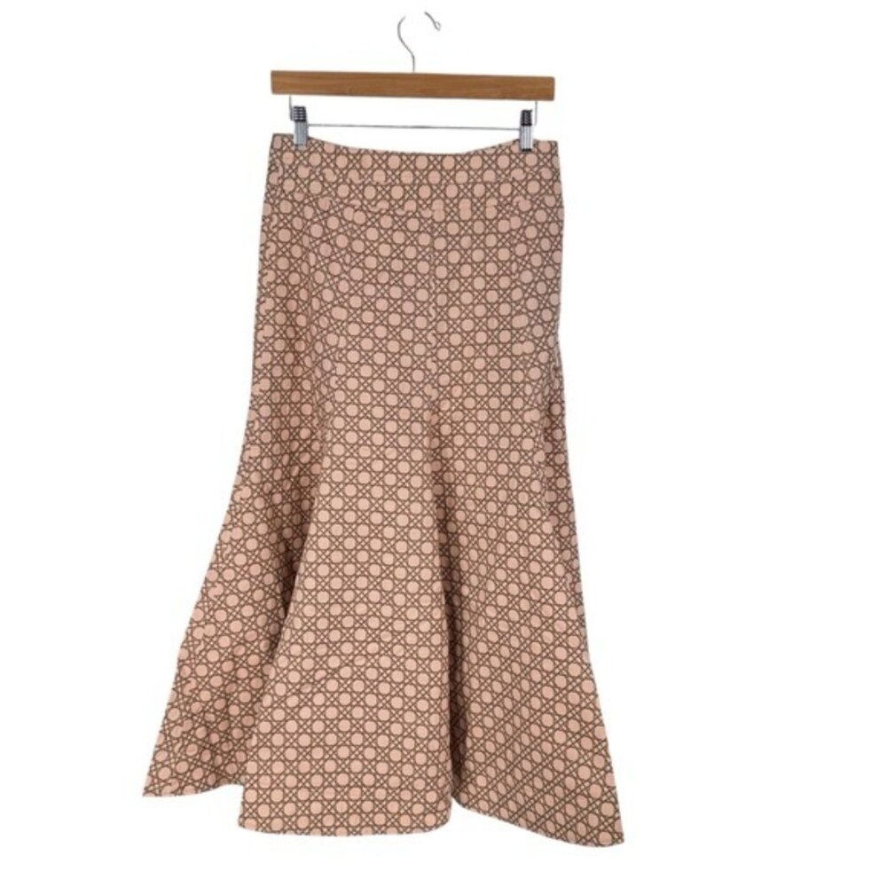 Tuckernuck NEW Petal Cane Brynn Geometric Pink Retro Pleated Midi Skirt Size 2 - Picture 4 of 12